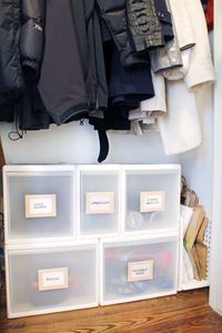 Use drawers to organize coat closets