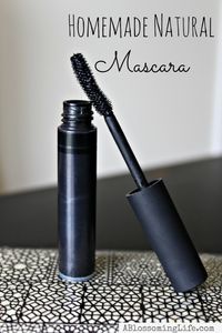 Homemade mascara is a easy and effective way to give you thicker, longer, and darker lashes.  Whip up this DIY mascara recipe with just a few simple ingredients. #ablossominglife #homemademakeup #diymakeup #homemademascara #naturalliving #DIYmascara #mascara