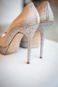 Sparkly gold shoes with glitter heels