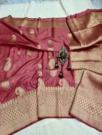 Price:1950+$ Banarasi crape Georgette silk saree with blouse 5Y14