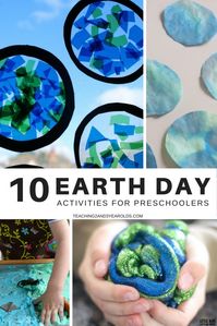 10 Earth Day activities that help preschoolers understand the importance of taking good care of our planet. The collection includes fine motor, art, sensory, cooking, and large motor. Perfect as an addition to your spring theme! #earthday #planet #recycle #preschool #preschoolactivities #earlylearning #preschoolers #AGE3 #AGE4 #teaching2and3yearolds