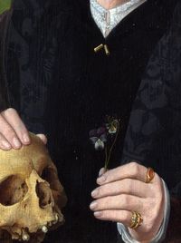 Follower of Jan van Scorel - A Man with a Pansy and a Skull,ca.1535 (detail)