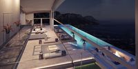 Luxury International Interior Architecture and Design project by Katharine Pooley. Open plan villa overlooking the sea. Infinity swimming pool. Luxury Villa.