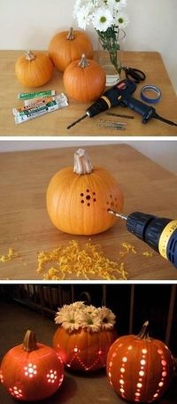 Life hack: Drill holes in a pumpkin for easy, creative designs.