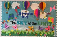 What is included in this package? - 4 Hot Air Balloons (11x8 each) - 4 kytes (11x 8 e/o) - 4 clouds (11x8 e/o) - 5 butterflies  - 6 lines of grass with 3 different green tones (11x5 e/o) - 15 small flowers - Letters with the message: "Dream Big, The Sky is the Limit" if you are not satisfied with that message, I also have this other messages that you can choose from( just text me if you decide to pick up one of these): - "Sueña en grande, el Cielo es el Limite" - "Oh the Places you will go" - "T