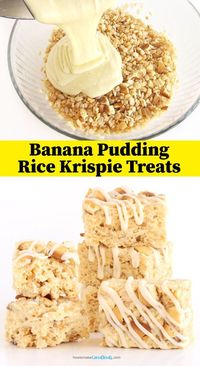 Level up your snack game with Banana Pudding Rice Krispie Treats! This easy recipe combines gooey marshmallows, crispy cereal, and delicious banana pudding for a flavor explosion. Just a few ingredients and you'll have a delicious treat everyone will love!