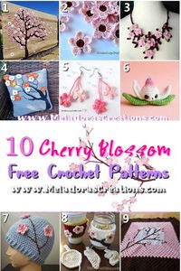 I just love Cherry Blossom season! It's one of the most beautiful times of year but so short. Here's 10 crochet Cherry Blossom patterns that can help you keep those beautiful cherry blossoms year round! #crochetcherryflower #crochetfower #crochetflowerpatterns #cherryblossomcrochet #cherryblossomblanket @meladora