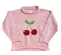 Roll Neck Sweater - Cherries on Pink