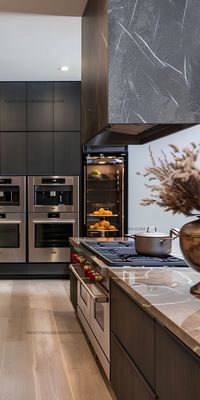 An elegant kitchen with a farmhouse sink and vintage accents brings a sense of charm, enhancing the luxurious look of the space with classic details.