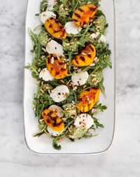 Grilled Peach Salad and Mint Pesto