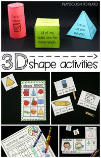 Fun 3D Shape Activities for Kids! I LOVE these shape games. It's such a perfect math center for kindergarten or first grade. #kindergarten #firstgrade #mathgame #mathcenter