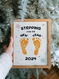 "* Will customize if requested. Please write the text in the Personalization Box when placing the order or send me a message. * 💕 New Year Footprint Keepsake / Stepping into the New Year Footprint art / Happy New Year 2024 Craft / Baby footprint / New Year's Printable With this instant download file that you print at home or any print shop, you will be able to create the most heartwarming gift in no time. And both you and your child will have lots of fun creating this piece of art! You can hand