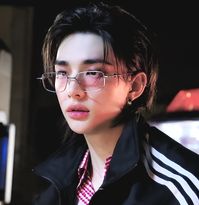 hwang hyunjin glasses skz office siren vibe stray kids ate 2024 GIF cr. doverforhj