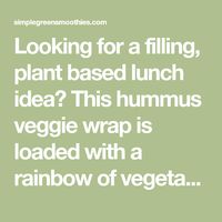 Looking for a filling, plant based lunch idea? This hummus veggie wrap is loaded with a rainbow of vegetables + homemade hummus.