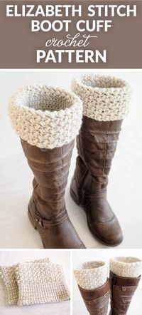 Elizabeth Stitch Boot Cuff Crochet Pattern - very quick and easy to make. They're the perfect accessory to go with a pair of jeans and your favorite boots.