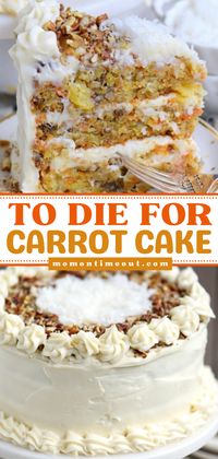 Wondering what else to add to your holiday baking list? Here's a sweet treat everyone will rave about! This Christmas dessert idea is a moist carrot cake with pineapple and coconut. Paired with cream cheese frosting, this is the BEST carrot cake recipe!