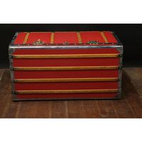 Red Mail Trunk from Breuil, 1920s, in Good conditions.  Designed 1920 to 1949 This piece has an attribution mark,   I am sure that it is completely authentic and  take full responsibility for any authenticity   issues arising from misattribution