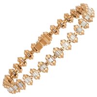 BRACELET 18K Pink Gold Tapered Baguette 3.43 Cts/99 Pcs