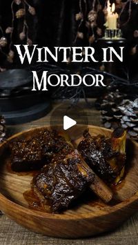 Alison | Professional Chef & Joanne | Photographer on Instagram: "Winter in Mordor🌋Balsamic Bourbon Short Ribs with Horseradish Sauce🍖As the Orc hordes huddle around a fire to ward off the icy chill of winter while breaking from their latest raid, they look for their next tasty morsel. And even the fiercest of orcs are known to enjoy a hearty meat dish. 

These succulent beef short ribs, falling off the bone, are slowly braised with tangy balsamic vinegar and a strong bourbon. Top with a fiery horseradish sauce for the ultimate Mordor delicacy🌋

Full recipe is linked⬆️

#middleearth #tolkien #lotr #shortribs #orcs #mordor"