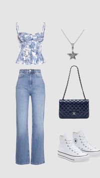 High-waisted jeans or denim shorts Graphic or plain T-shirt Sneakers or ankle boots Denim jacket#preppy #outfitinspo