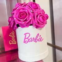 Custom-Made Barbie Shelf & Vanity Rose Box Decor. Details: Features Vibrant Fuchsia Hot Pink Foam Roses Bedazzled With Sparkly Crystal Rhinestones The Rose Box Itself Is A Pristine White Canvas, Adorned With The Iconic Neon Pink Barbie Logo, Adding A Touch Of Nostalgia And Chic Style To Your Decor. This Barbie Rose Box Is More Than Just An Accessory, It's A Statement Piece That Will Elevate Your Space With Its Charm And Uniqueness!