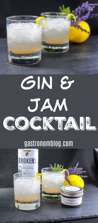 Gin & Jam cocktail - gin, lemon juice, simple syrup, any flavor jam craft cocktail #cocktail #jam #sugar #ice