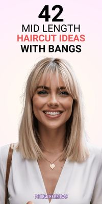 Looking for cute mid-length haircuts with bangs? Here are 42 amazing styles that suit every face shape and hair type. From layered to straight and wavy to curly, these haircuts are perfect for round faces and more. Ideal for blondes, brunettes, and anyone looking for a trendy, low-maintenance style. Find your perfect haircut for 2024 and transform your look with these chic and fashionable options.