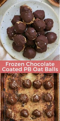 The perfect healthy no bake snack or a post-dinner treat, these frozen chocolate-coated peanut butter oatmeal balls are crazy delish (and packed with nutrition!). I love eating them straight outta the freezer, but they’re just as tasty brought up to room temp in the fridge.