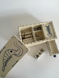 handmade jewellery box  shrimp and fish themed jewellery box