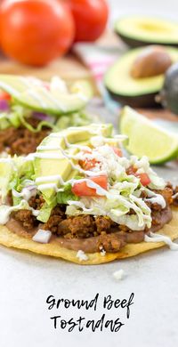 Ground Beef Tostadas, Taco Tuesday recipes, Cinco de Mayo recipes, how to make tostadas, corn tortilla tostada, spicy ground beef