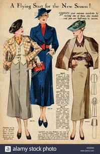 Back page of a fashion catalogue, showing three women wearing autumn Stock Photo: 105392049 - Alamy