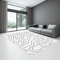 Modern Black White Wavy Abstract Area Rug