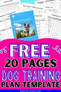 Get organized our free printable dog training plan template to download for your lesson planner or dog day care. This dog training planner is perfect for creating a structured dog training schedule and lesson planner for your new puppy. Whether you're starting service dog training, managing a dog training center, or running a doggy daycare, this printable puppy training template helps you track progress, teach new behaviors, and plan dog activities. Download now and start dog training today.