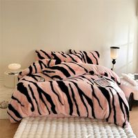 Zebra Thickened Fluffy Fur Bed Sheet Set - FunnyFuzzy