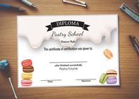 diploma for personalized pastry chef courses * cakes * certificate courses * graduation