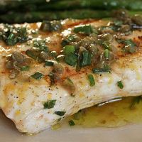 Grilled Halibut with Lemon-Basil Vinaigrette @keyingredient