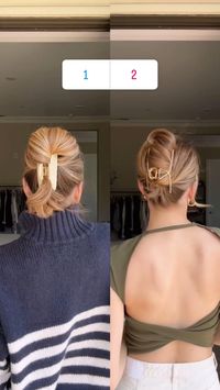 Two Easy Styles to Elevate Your Look ✨ Which style would you wear. These claw clip updos will make you feel polished and put-together. #hair #hairtutorial #updo #hairstyles