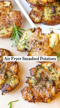 25min     Ingredients  • potatoes  • garlic  • oil  • water  • rosemary  • parsley  • salt and pepper to taste  Please visit https://www.savorythoughts.com/air-fryer-smashed-potatoes/ for full recipe.