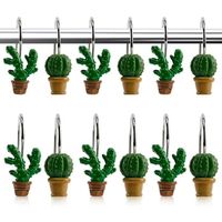 Upgrade your bathroom decor with our AOLDHYY Cactus Shower Curtain Hooks. Made of durable resin, these cactus-shaped rings add a charming touch to your summer bathroom decor. Size: 1.65" x 1.26".  Color: Green.