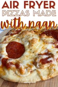 Learn how to make easy pizzas in the air fryer using naan bread! This is a great shortcut and makes a simple lunch or dinner idea.