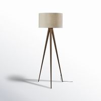 Illuminate your space with a touch of modern elegance using this tripod floor lamp. Crafted from metal, it features a sleek design that complements any room in your home. The beige linen drum shade diffuses the light from a single 150-watt bulb (not included), creating a warm and inviting atmosphere. With a convenient 3-way rotary socket switch, you can easily adjust the brightness to your liking. Plus, this floor lamp is designed for both residential and professional settings, making it a versa