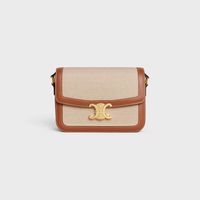 Classique Triomphe Bag in TEXTILE AND CALFSKIN - Natural / Tan | CELINE