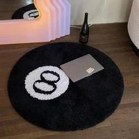 1Pcs Black Simulation Billiards 8 Ball Round Flocking Carpet Bedroom Living Room Soft Plush Rug Bathroom Anti-slip Floor Mat Specification: * Name: Black No.8 Carpet * Size: 60x60cm/80x80cm/100x100cm * 23.6*23..6inch/31.4*31.4inch/39.3*39.3inch * Material: flocking * Color: black * Features: soft, comfortable, good water absorption Description: * Soft & Affordable: This rug is made of high quality flocking. In addition to the softness, we have made this decent rug to fit your budget perfectly. I