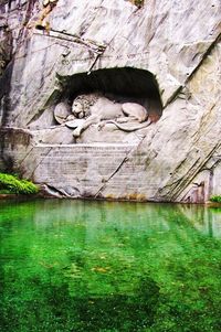 The dying Lion of Lucerne is one of the world’s monuments in Switzerland Alps