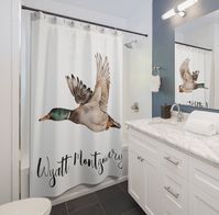 Personalized Flying Mallard Shower Curtain, Custom Flying Mallard Shower Curtain, Personalized Duck Shower Curtain, Duck Bathroom Decor by VegetableLane on Etsy