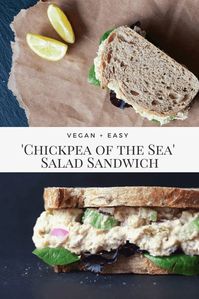 'Chickpea of the Sea' Vegan Tuna Salad Sandwich... A vegan mock chickpea tuna sandwich that's delicious, healthy and sustainable! Quick and easy no-tuna recipe perfect for sandwiches and wraps. #vegan #plantbased #chickpeasalad #healthyrecipes #mealprep #tunasandwich