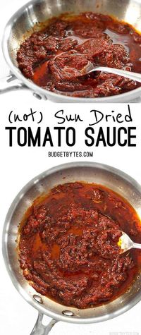 A quick and easy tomato sauce that tastes like it's made with expensive sun dried tomatoes, but it's not!