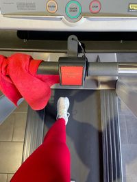 Walking on treadmill, red aesthetic #aesthetic #red #gym #matching #workout