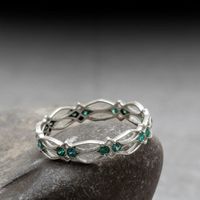 Sterling Silver Celtic Ring - Eternity Ring - Blue Emerald Ring