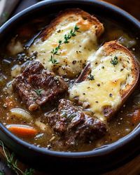 French Onion Short Rib Soup with Cheesy Gruyère Toast